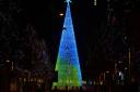 London's tallest LED Christmas tree, Aurora Arbour, at the Royal Triangle in Wembley Park. Picture: David Parry/PA