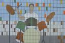 Rock drummer tile mural in Wembley Park (Picture: Wembley History Society and Brent Archives)