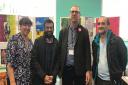 Joy Goddard, co-production coordinator for Hestia�s mental health team in Brent; Cllr Krupesh Hirani (cabinet member for public health, culture and leisure), Cllr Neil Nerva and artist Lu Dos Santos. Picture: Kinny Pabari