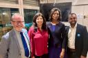 Jamila with Brent East Conservative Association Executive Committee. ( Left to Right: Richard Geldart, Sapna Chadha, Jamila Robertson, Anand Roy)