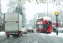A stranded bus in Camden, as heavy snowfall fell across London. Photo: PA