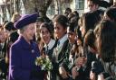 Queen Elizabeth II visited Kingsbury High School, Brent, to launch the Royal website in 1997
