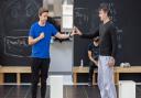 David Breeds as Christopher and Tom Peters as his dad Ed in rehearsal for The Curious Incident of the Dog in the Night-Time at Wembley Troubadour