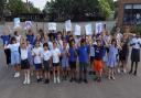 Maloree Junior and Infant school pupils wish Tom Dean good luck in the Tokyo Olympics