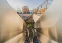 A seven metre rooftop slide that leads from the main roof terrace of the Robinson building in Wembley Park