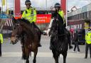 Mounted police officers in Wembley Park