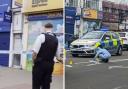 Police at the scene of a stabbing in Kilburn High Road