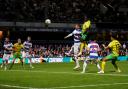 Jonathan Rowe heads a late winner for Norwich at QPR