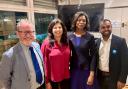 Jamila with Brent East Conservative Association Executive Committee. ( Left to Right: Richard Geldart, Sapna Chadha, Jamila Robertson, Anand Roy)