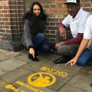 Sonia Shah (Vice Chair of WCARA), Trevor Gaskin (Keep Wembley Tidy) and Councillor Krupa Sheth (Wembley Central) promoting the a no paan spitting campaign in 2018