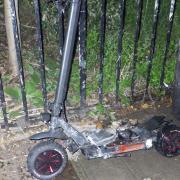 An e-scooter which caught fire in Parsons Green