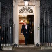Prime Minister Boris Johnson joining Chancellor Rishi Sunak outside 10 Downing Street for the Clap for Carers on March 26, 2020, after he began to feel ill with Covid