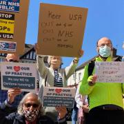 Protesters against the takeover of Brent GPs by Operose, a UK subsidiary of Centene Corporation in America