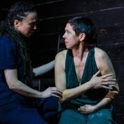 Kate Stanley Brennan as Cilissa and Eileen Walsh as Clytemnestra in Girl on an Altar at the Kiln Theatre