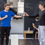 David Breeds as Christopher and Tom Peters as his dad Ed in rehearsal for The Curious Incident of the Dog in the Night-Time at Wembley Troubadour
