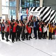 School children try out Brent's new interactive climate installation