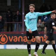 New Wealdstone signing Connor McAvoy in action against Weymouth
