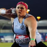 Amelia Strickler of Great Britain takes part in the Women's Shot Put during day one of Muller British Athletics Championships at Manchester Regional Arena