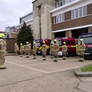 Wembley firefighter's observe a minute's silence on the one year anniversary since the UK went into lockdown
