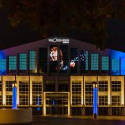 The SSE Arena, Wembley is illuminated to commemorate John Lennon at 80 years old, Wembley Park, Picture: Amanda Rose