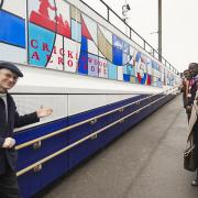 Thameslink station staff, NorthWestTwo Residents' Association, Cricklewood Town Team and artist Alistair Lambert celebrate the unveiling of Cricklewood station's new mural. Picture: Peter Alvey