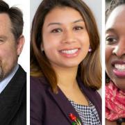 Left to right: Barry Gardiner, Tulip Siddiq and Dawn Butler are all standing again