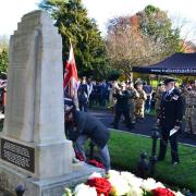 A retired Gurkha lays a wreath at the Barham Park War Memorial. Picture: British Gurkha Nepalese Association
