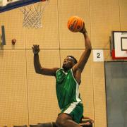 Tosin Oyelese attacks the basket for Westminster Warriors