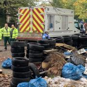 Tyres were cleared up from the River Brent