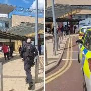 Armed police at Central Middlesex Hospital earlier today (June 21)