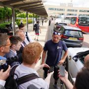 Gareth Browne speaks to the media outside Central Middlesex Hospital