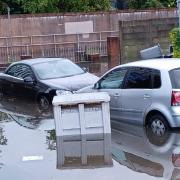 Tokyngton Avenue under water after flash floods in Brent
