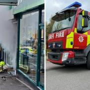Firefighters in Ealing Road (left) and a stock picture of a London Fire Brigade vehicle (right)