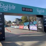 Mohamud Aadan crosses the finish line at The Big Half  Picture: Ziad Chaudry