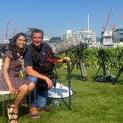 Sharmine Chowdhury-Tse with Bear Grylls, who surprised her on The One Show