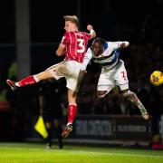 QPR's Osman Kakay battles for the ball against Bristol City