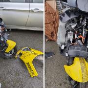 The moped left ripped apart after targeted by thieves