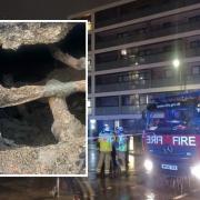 A look at the sinkhole and the London Fire Brigade at Malvern Road