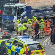 Emergency services at the scene of a crash in Wembley High Road