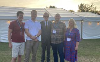 James Baillieu, Tom Du Plessis, Bill Nighy, Richard Gentry and Susan Pym as the sun goes down at the Queen's Park Book Festival